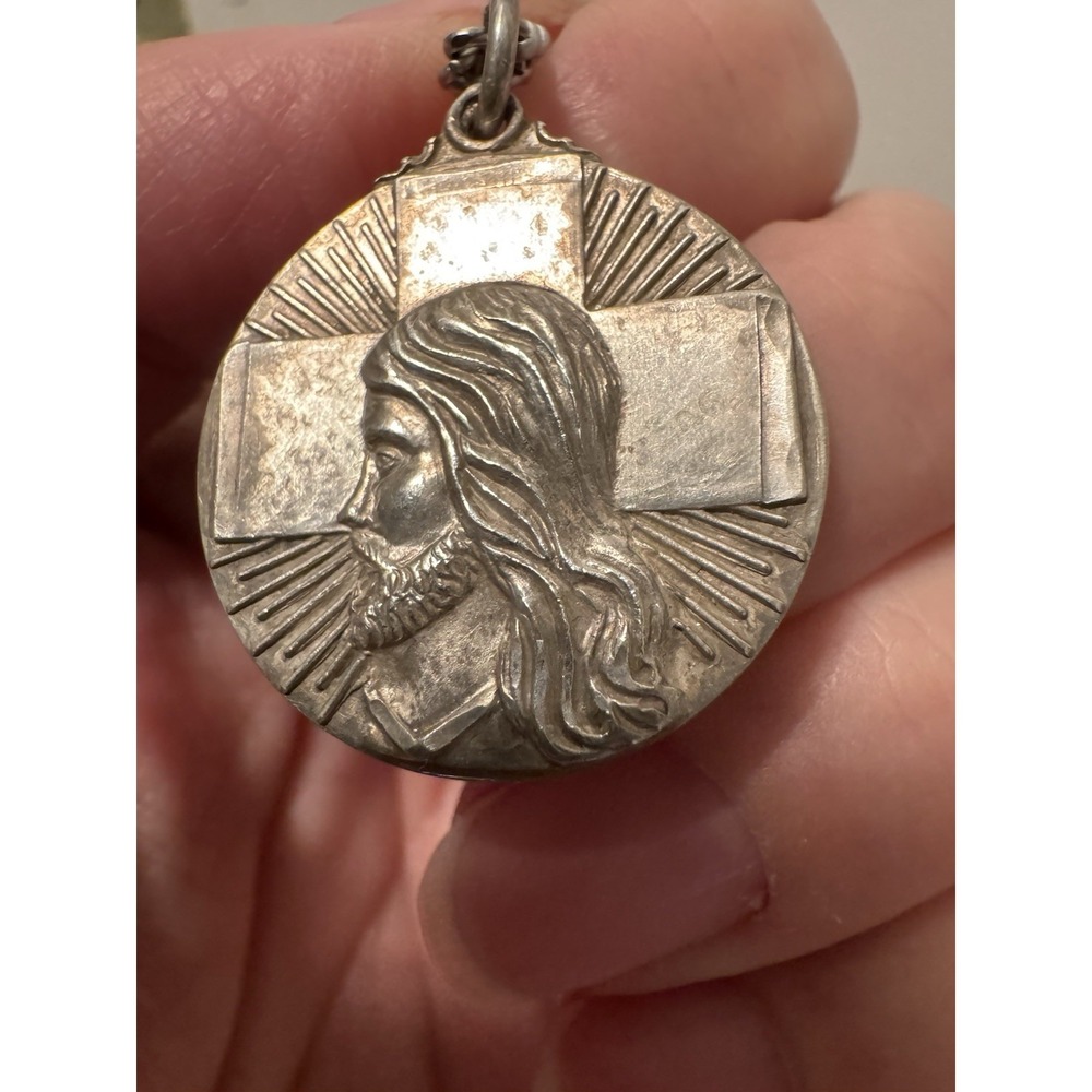 Vintage M. De Jean Sterling Silver Holy Face Medal | High Relief | Polished 925